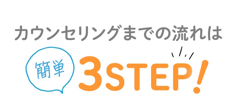 カウンセリングまでの流れは簡単3STEP